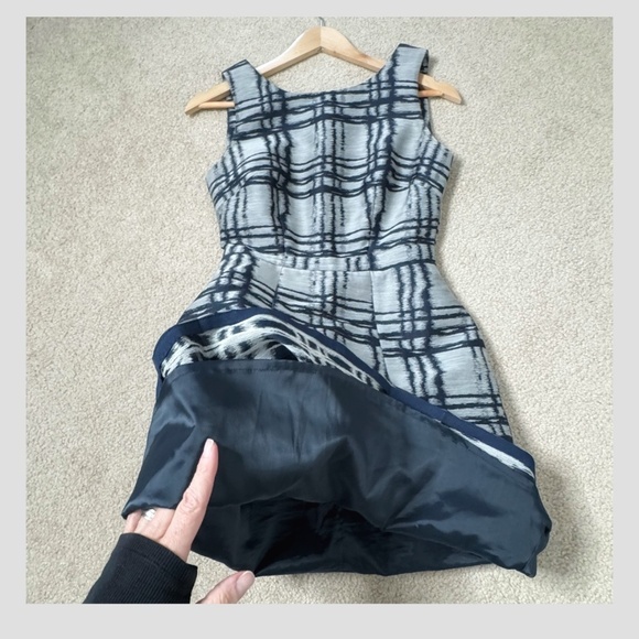 Reiss Peron Dress Fit And Flare Cocktail Mini Dress Sleeveless Pockets Navy Grey - Picture 10 of 16